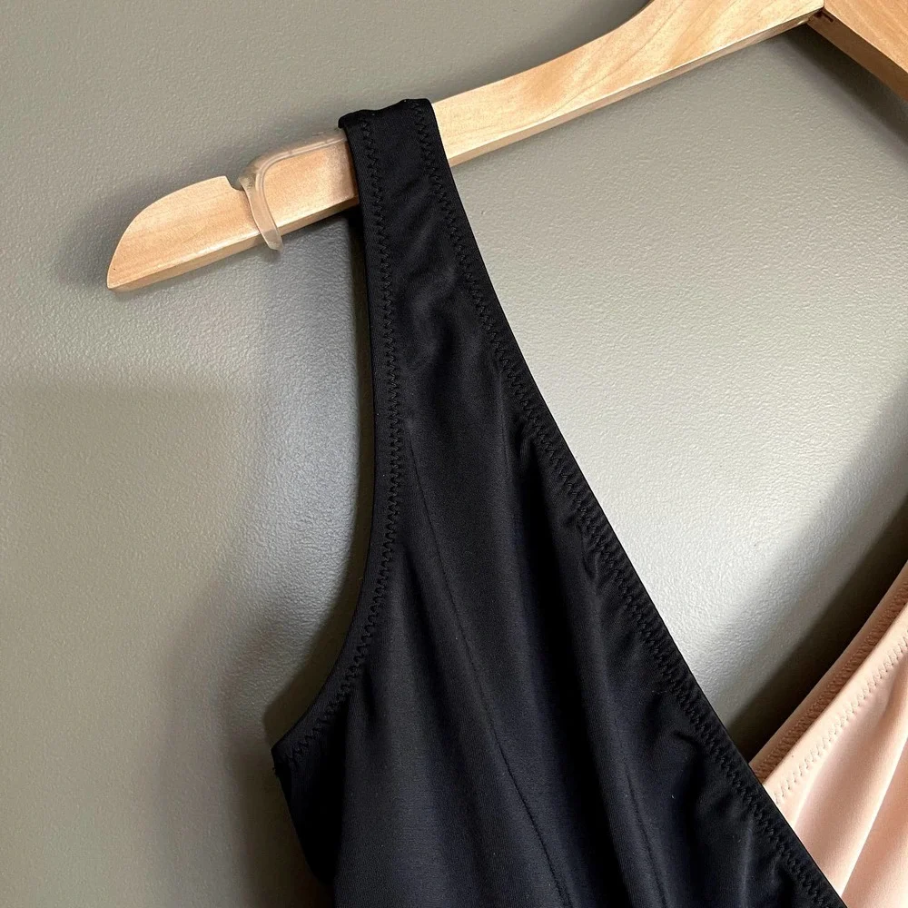 Solid and Striped The‎ Ballerina Color-Block Swimsuit Black Nude Bordeaux Combo